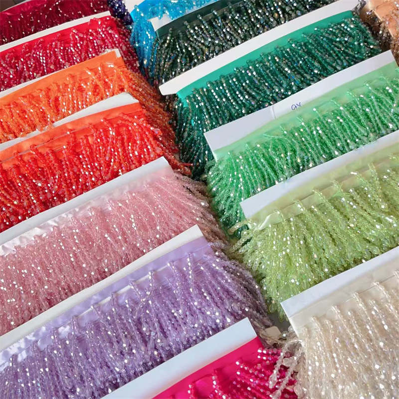 Crystal Mesh Fabric - Crystal Tassels Beaded Lace Trim Tassel