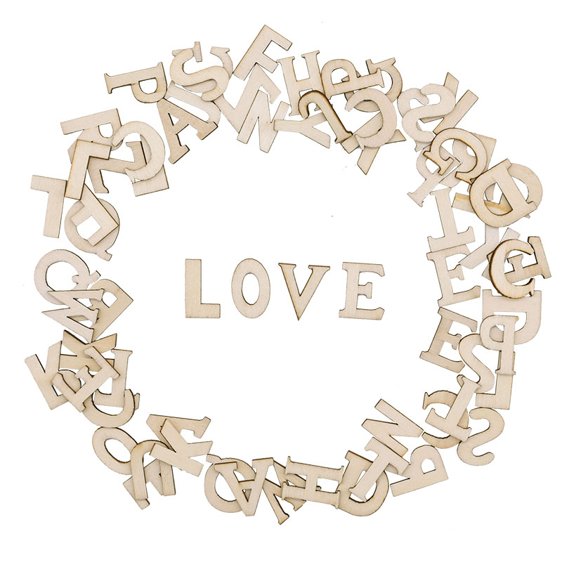 100pcs Letters Wooden Alphabet - Embellishments For Scrapbooking ulasan dan harga