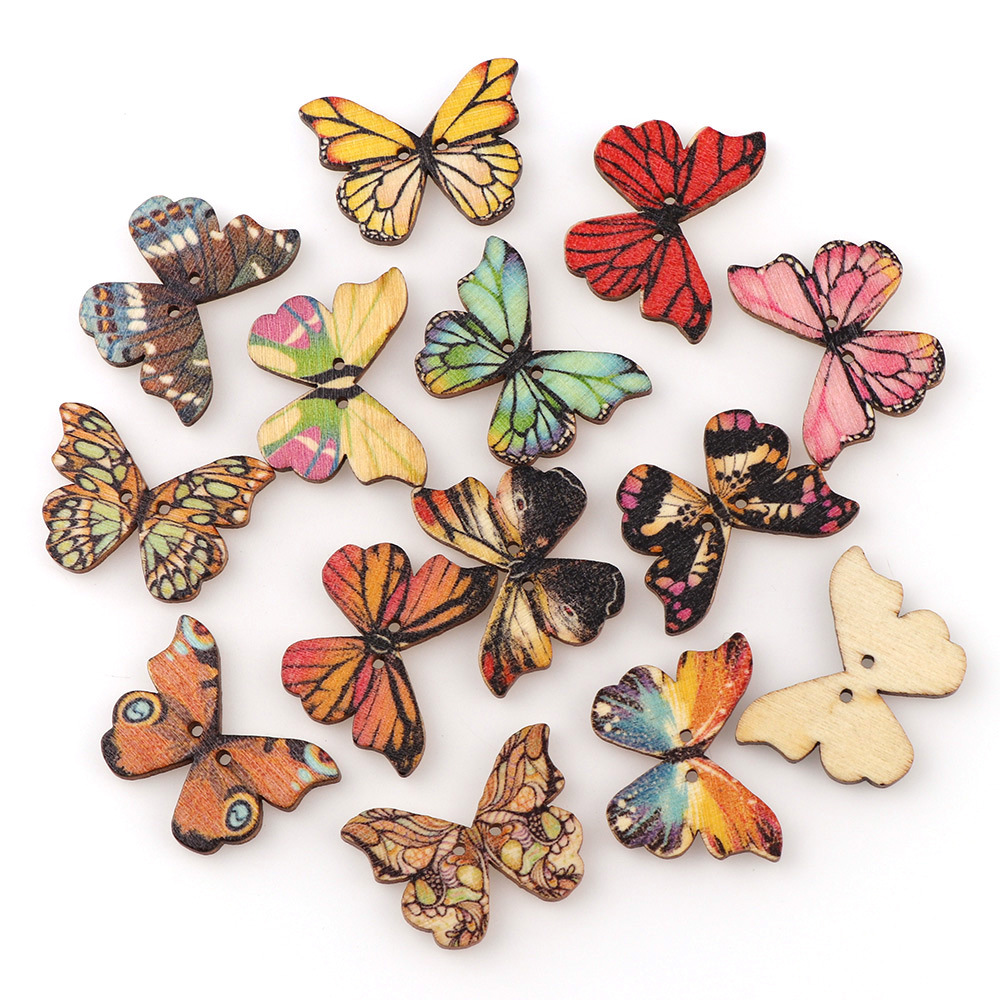 50pcs Butterfly wooden button  - Embellishments For Scrapbooking ulasan dan harga