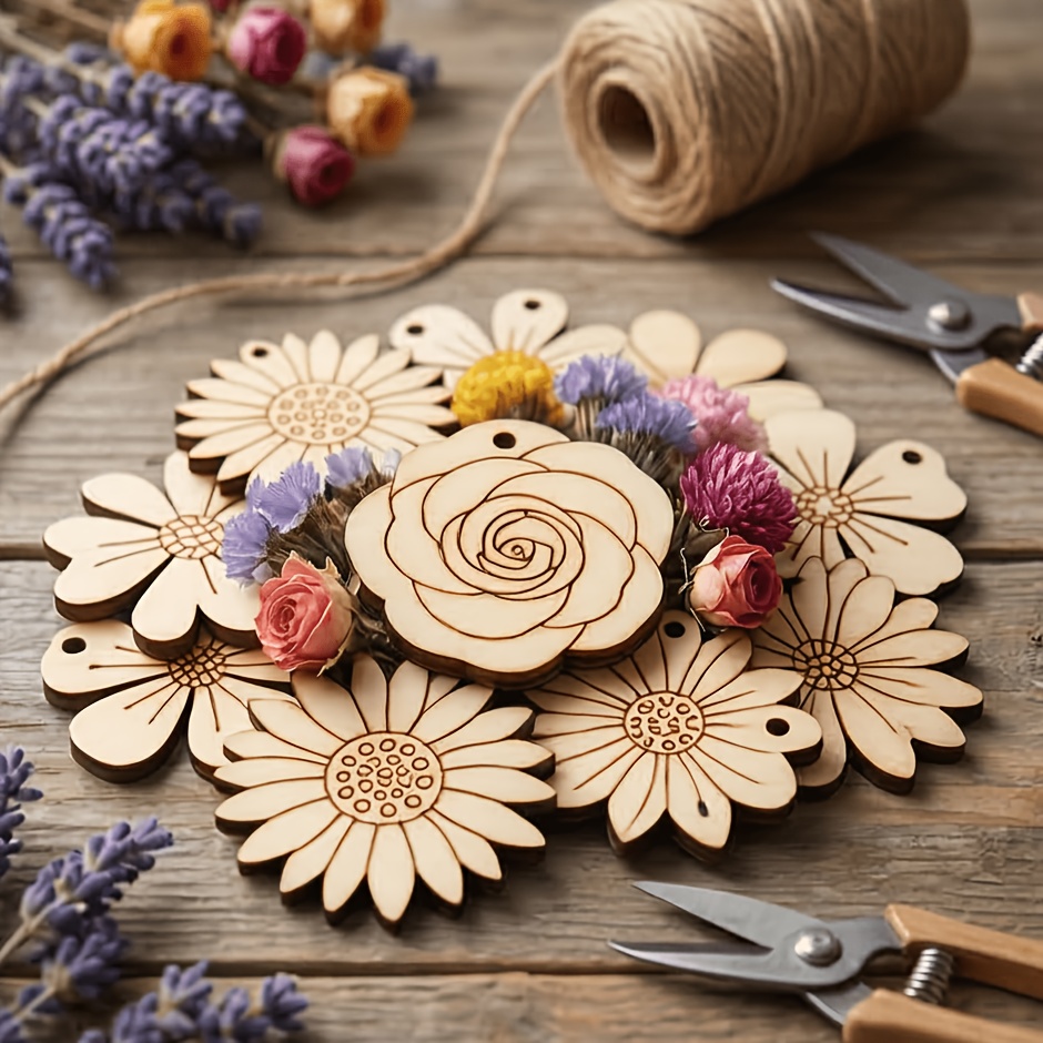 50Pcs/set 35mm Mixed Flower Wo - Easter Craft Embellishment Set ulasan dan harga