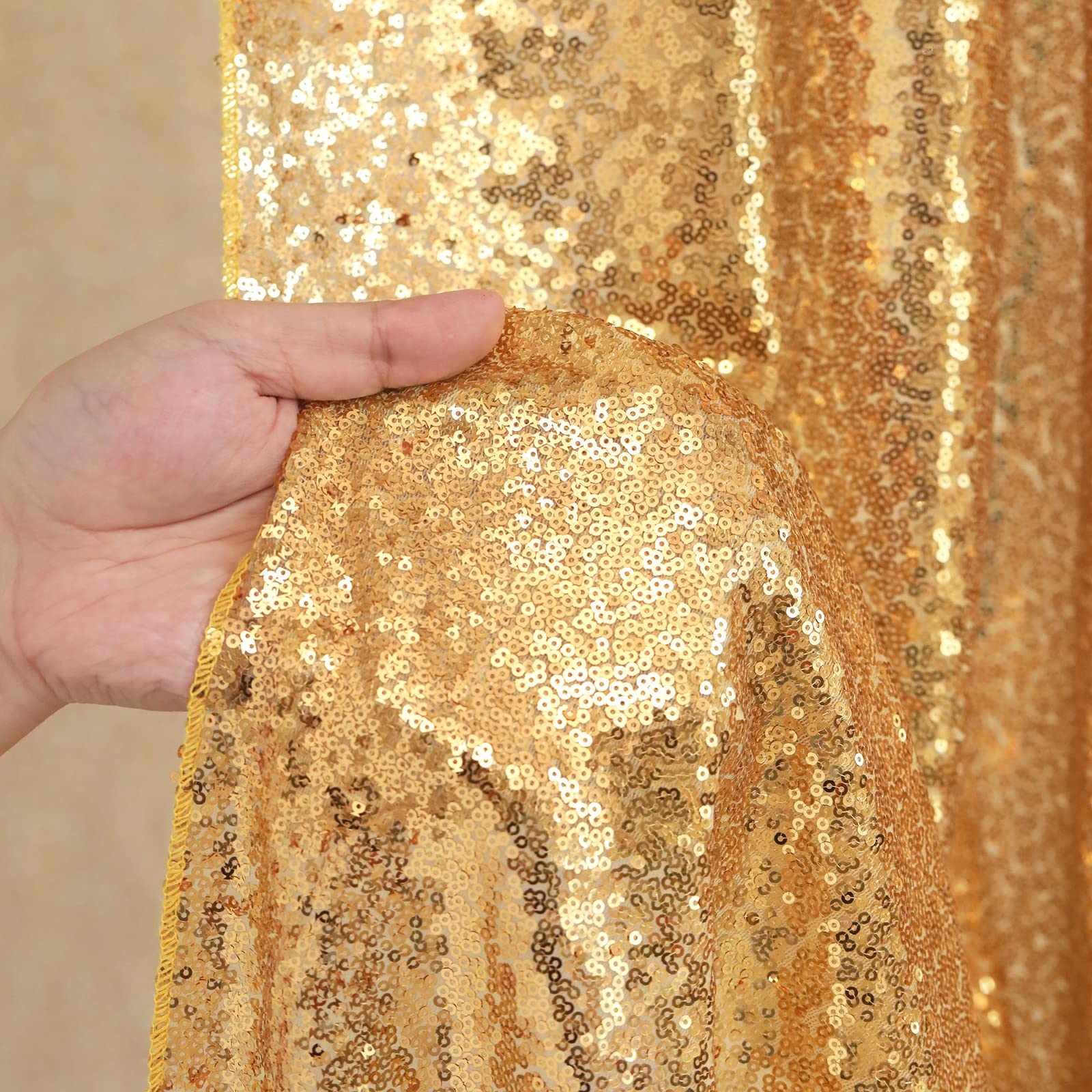 2PCS Gold Sequin Party Backdro - Sequin Fabric Panel ulasan dan harga