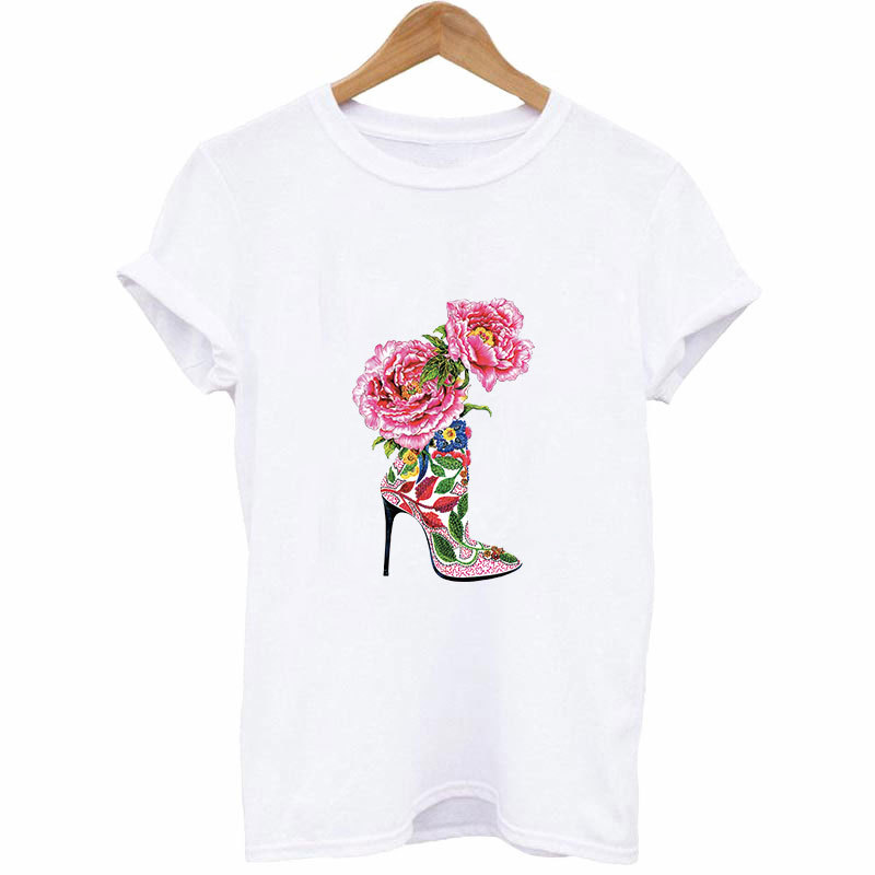 High heels flowers Iron On Pat - Applique Patch Flower ulasan dan harga