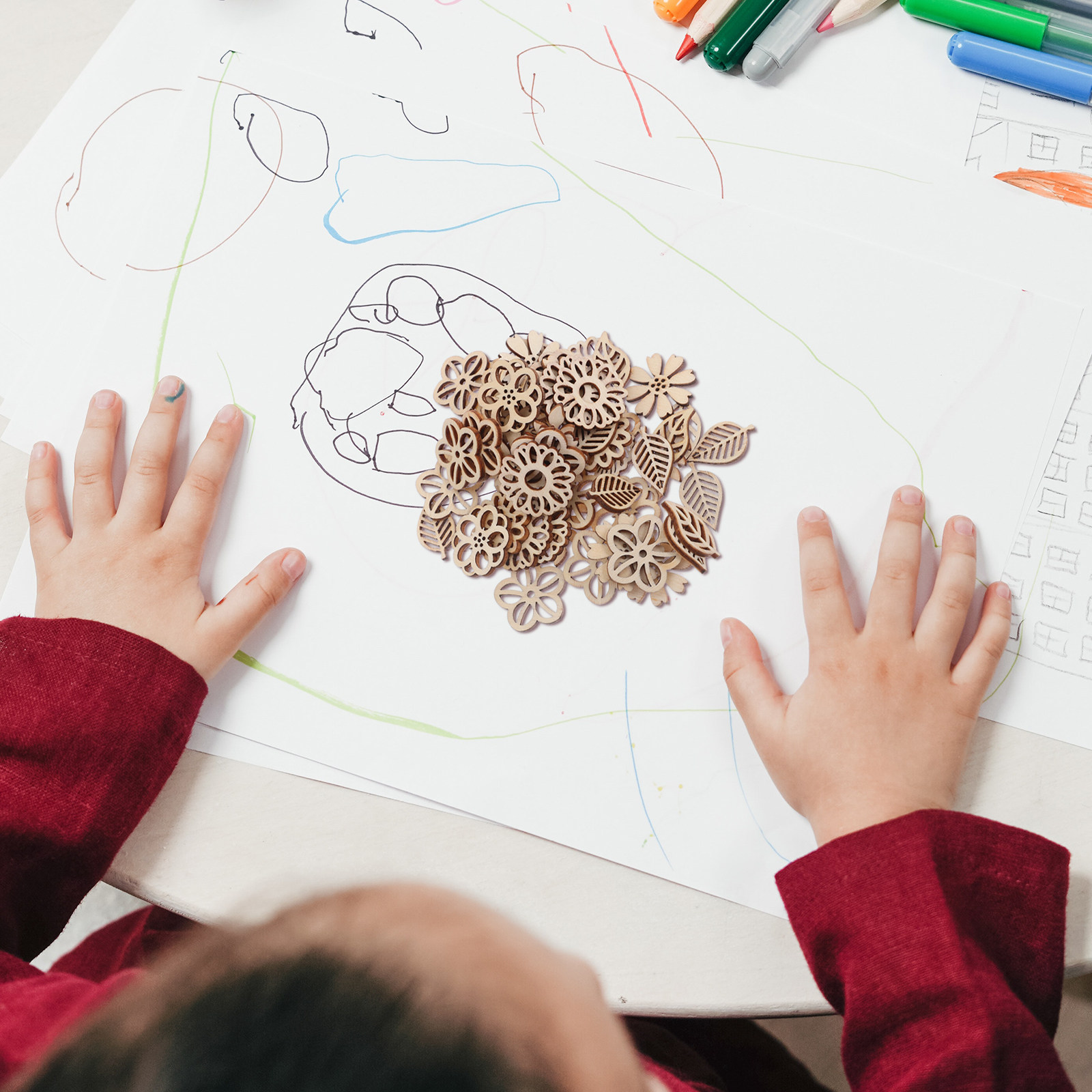 's Wooden Flower Cutouts Leaf  - Embellishments For Scrapbooking ulasan dan harga
