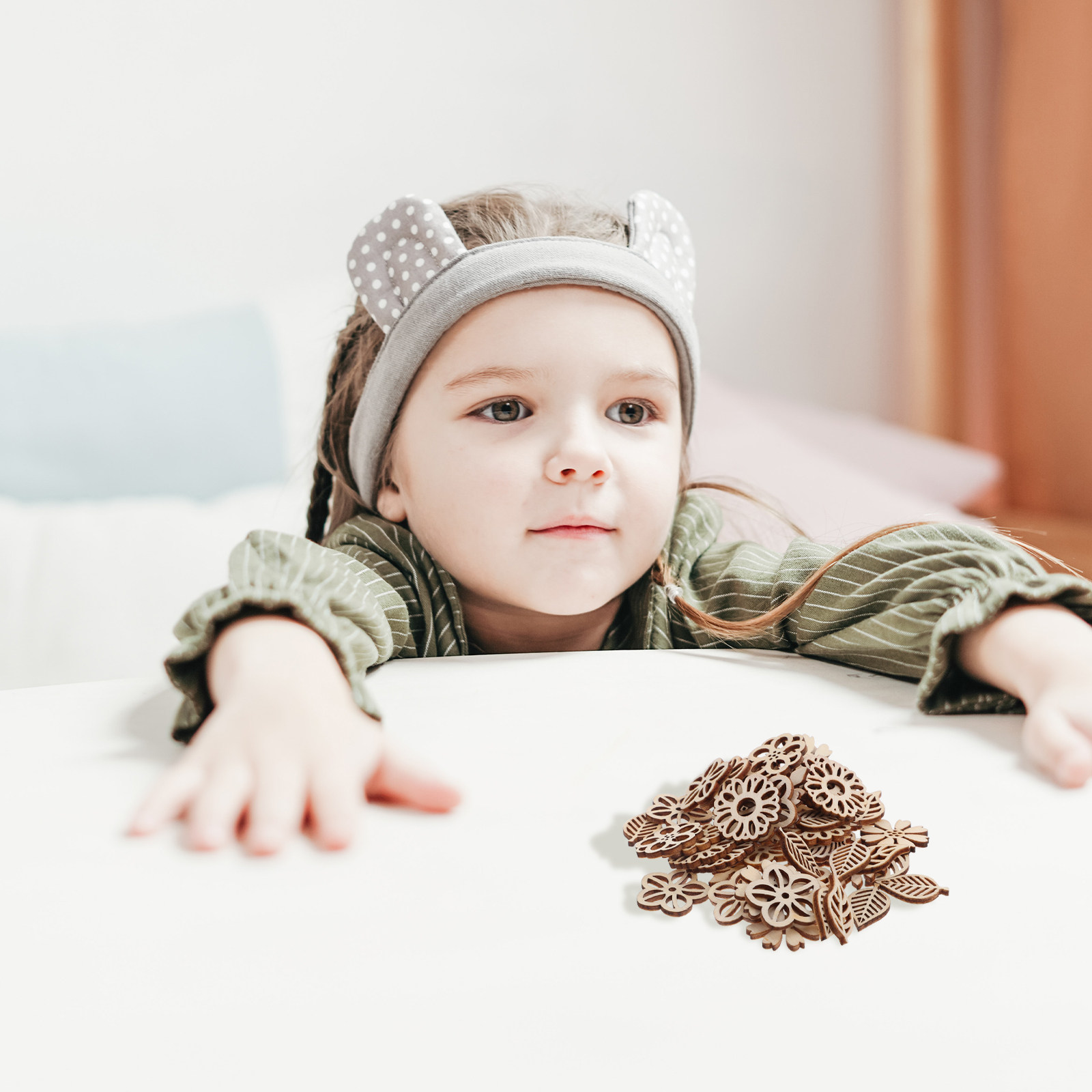 's Wooden Flower Cutouts Leaf  - Embellishments For Scrapbooking ulasan dan harga