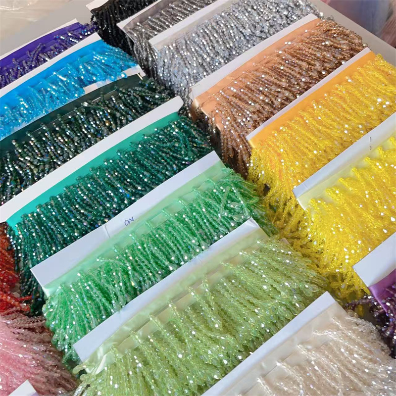 Crystal Tassels Beaded Lace Tr - Crystal Mesh Fabric ulasan dan harga