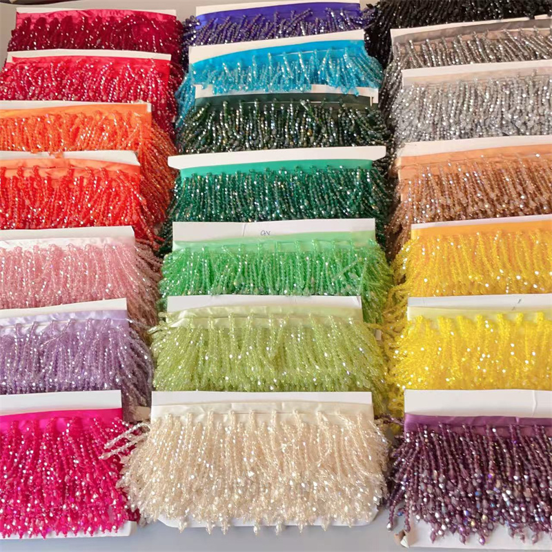 Crystal Tassels Beaded Lace Tr - Crystal Mesh Fabric ulasan dan harga